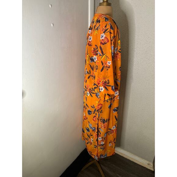 Jessica Simpson Sunkissed Florals Blakely Orange Duster Kimono S Resortwear Boho - Picture 2 of 10